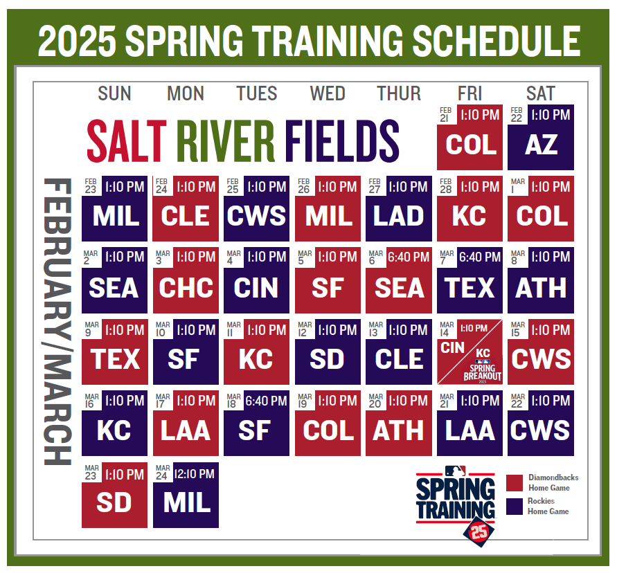 Salt River Fields Spring Training Schedule 2025 on The Scottsdale Living