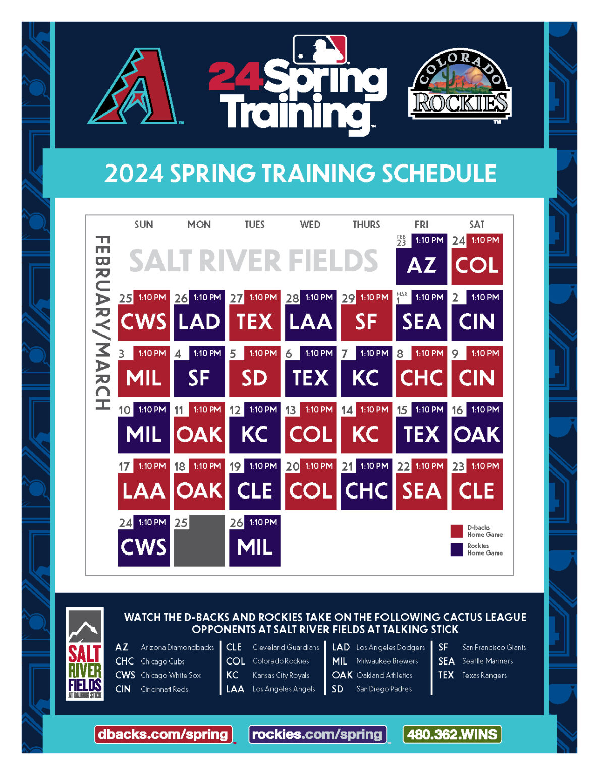 DBacks/Rockies Spring Training Game at Salt River Fields The