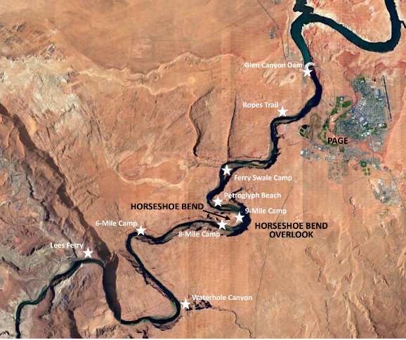 Map of Colorado River Horseshoe Bend on The Scottsdale Living