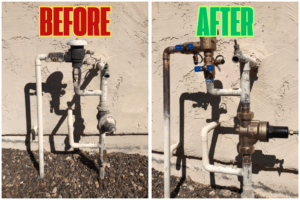 Before And After New Pressure Reducing Valve and Pressure Vacuum Breaker 1 300x200